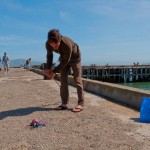 Fischer neben der Golden Gate Bridge
